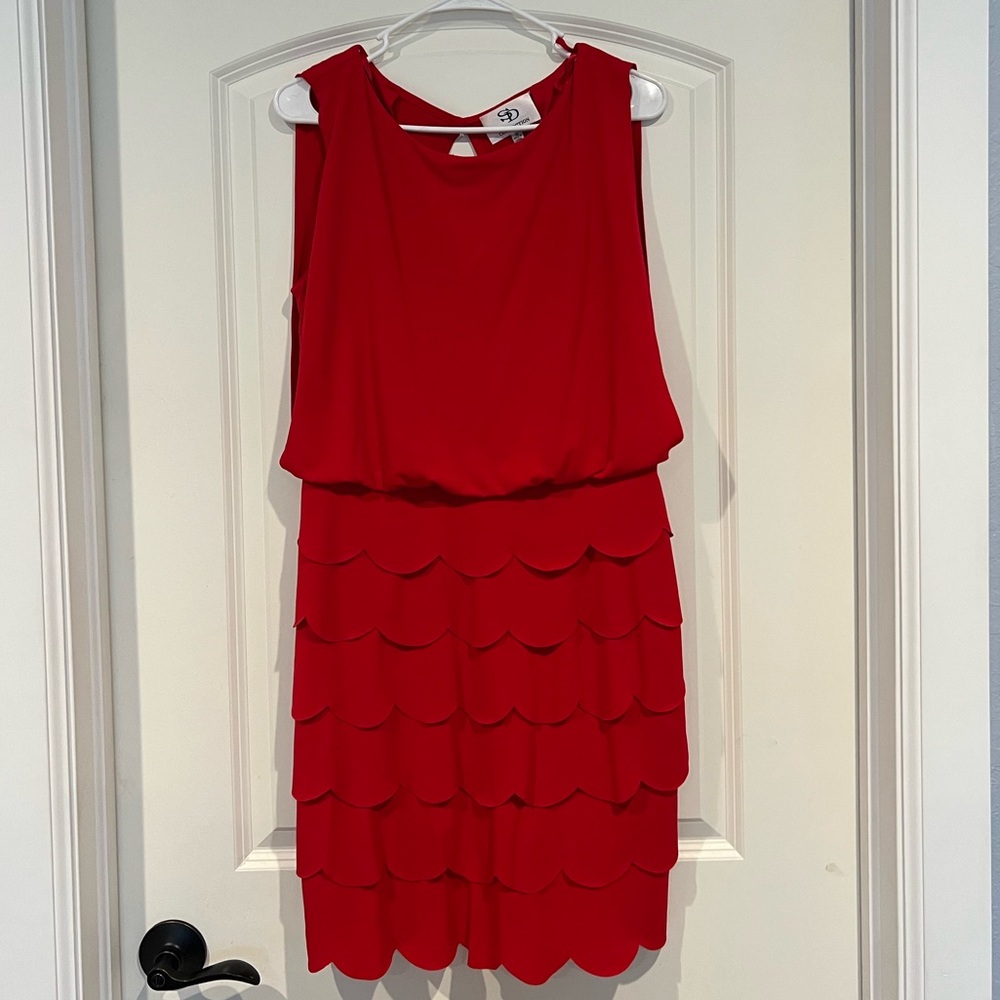 Red Sleeveless Layered Dress size 10